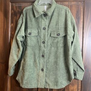 Zenana NWT Corduroy Olive Green Shacket Jacket Pockets Size M Over Sized
